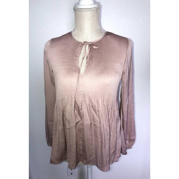 Lucky Brand Blush Pleated Peasant Blouse - XS - Picture 1 of 3